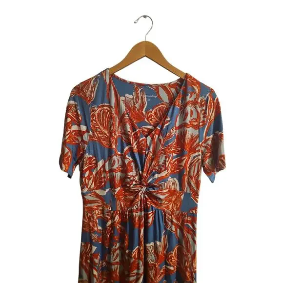 Soft Surroundings floral Spritzer Maxi Dress sz large petite blue orange - Picture 3 of 7